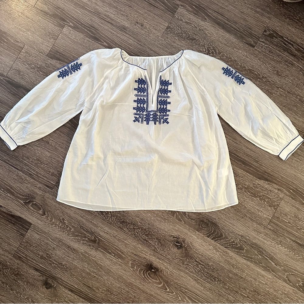 Nili Lotan Lanette Embroidered Poplin Blouse